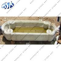 square white marble stone garden tub