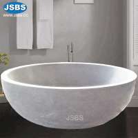 Hand Carved Natural Solid Marble Round Home Freestanding Stone Bathtub